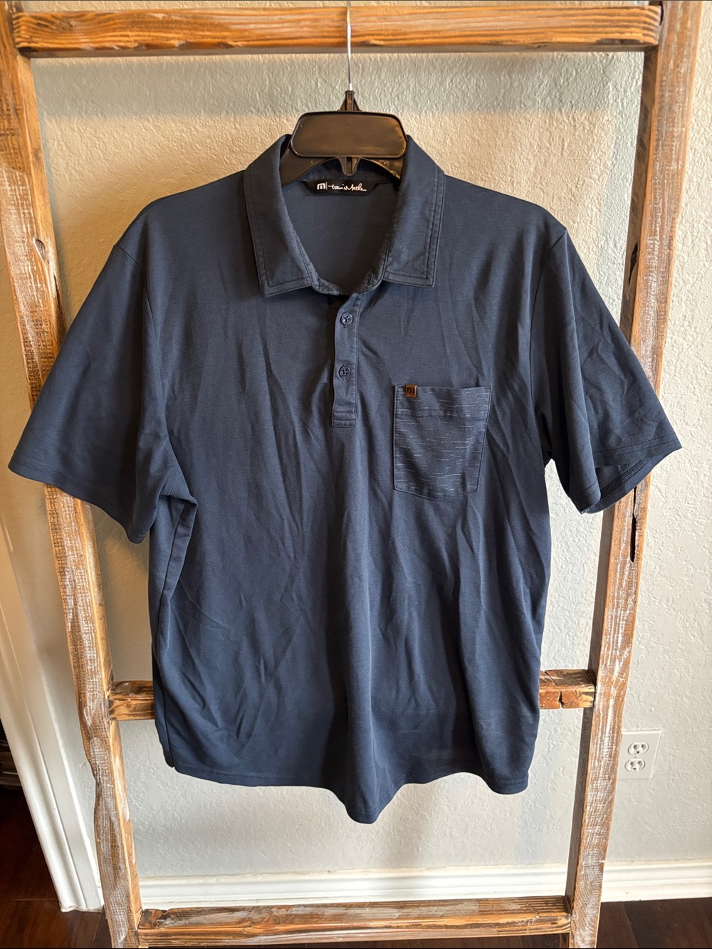 Men's Navy Polo Shirt with Chest Pocket
